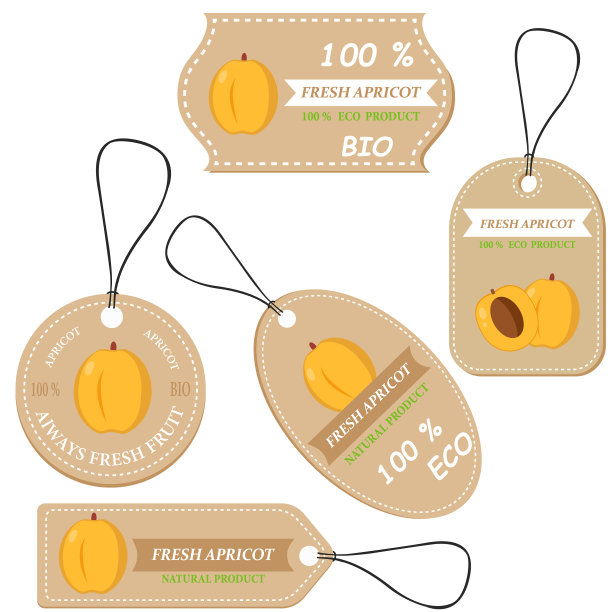 杏的各种水果标签图片下载