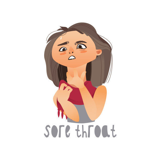 生病的年轻女孩喉咙痛图片下载
