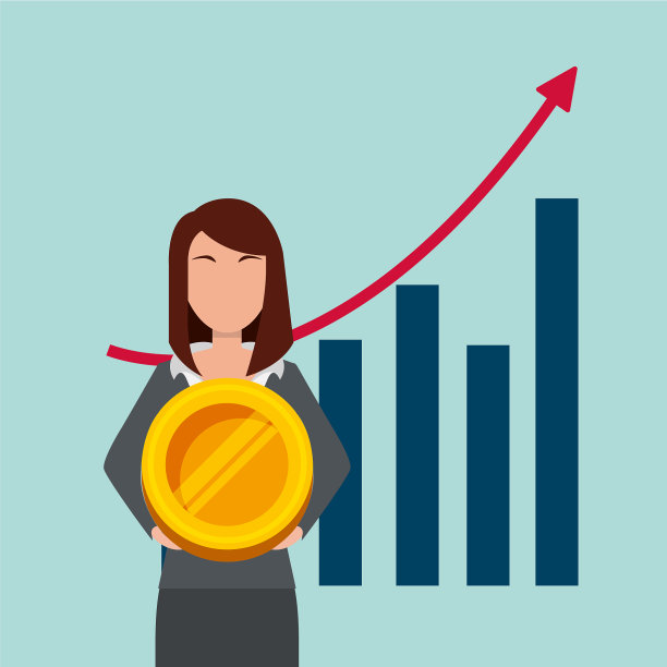 女商人拿着金币和金条图片下载