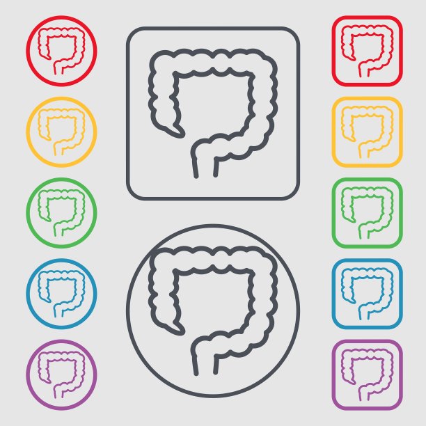 大肠图标符号符号符号上的圆形和图片下载