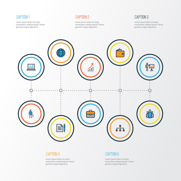 工作团队的彩色轮廓图标集合图片下载