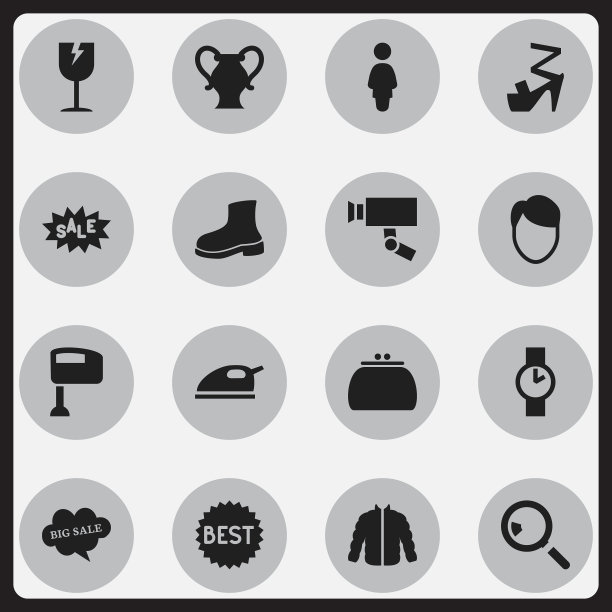 一套16可编辑的购物图标包括图片下载