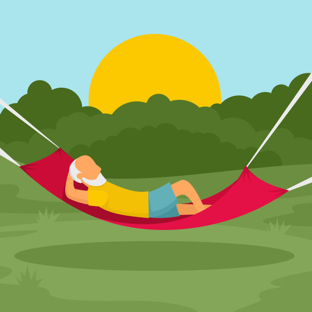 老人休息吊床概念背景平图片下载