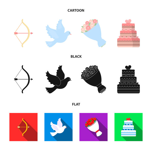 箭丘比特鸽子花束婚礼图片下载