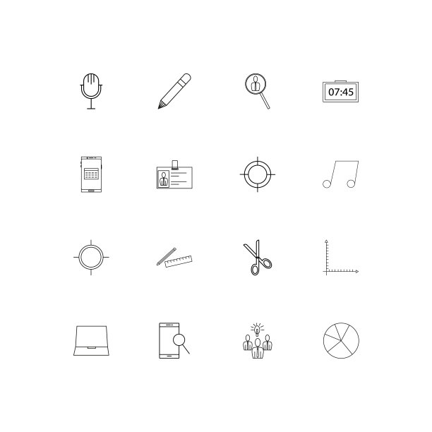 业务和办公室线性瘦图标集图片下载