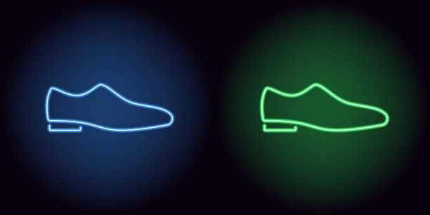 霓虹男鞋在蓝色和绿色图片下载