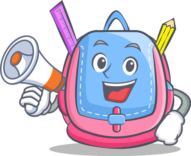 用扩音器书包人物卡通图片下载