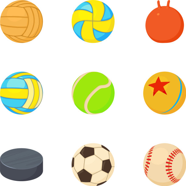 游戏球的图标设置卡通风格图片下载