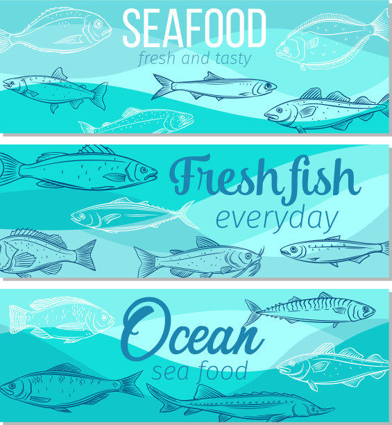 旗帜手绘鱼图片下载