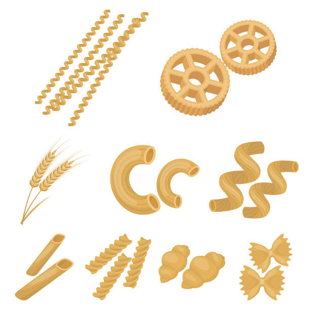 面食类型设置图标在卡通风格大图片下载