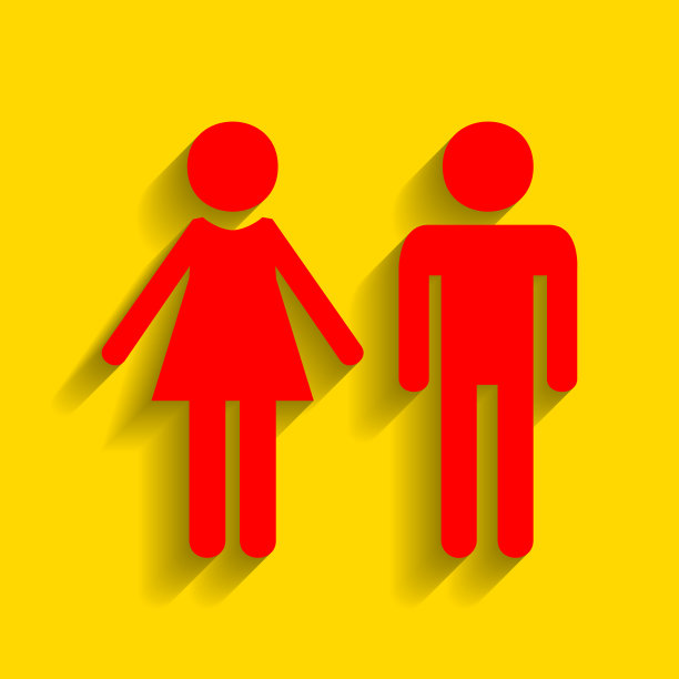 带有柔和效果的红色男女标志图标图片下载