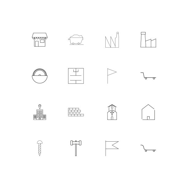 建筑和建筑线性薄图标集图片下载