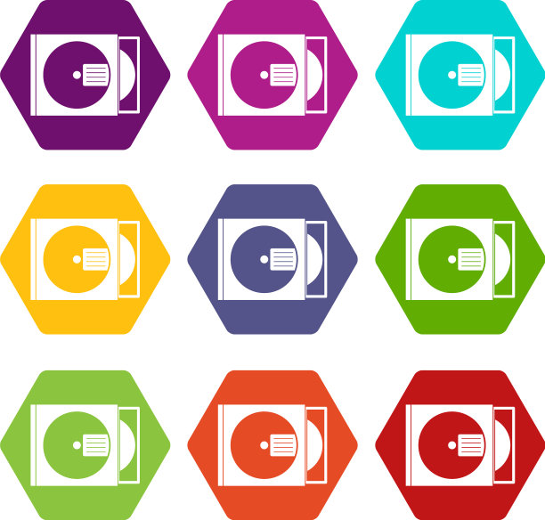 CD盒用光盘图标设置颜色六面体图片下载