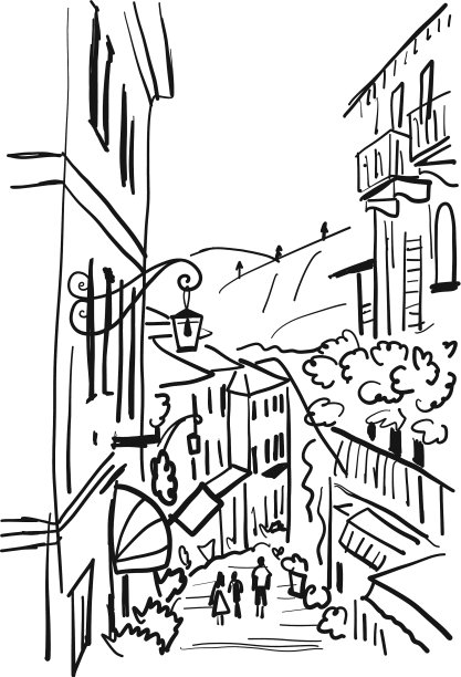 为你设计的旧欧洲街道草图图片下载