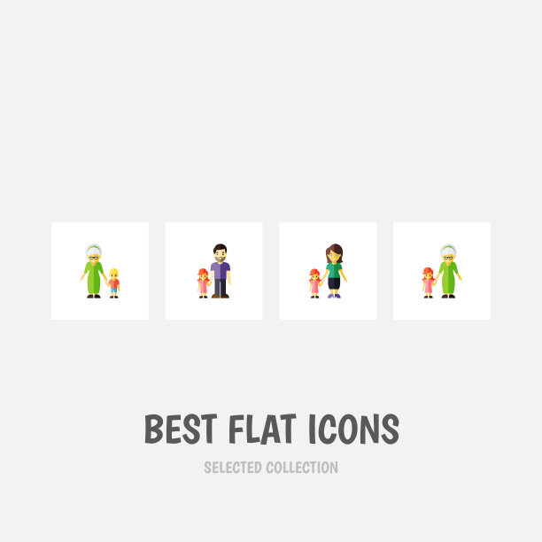 平面图标的人设定的奶奶父亲女儿图片下载