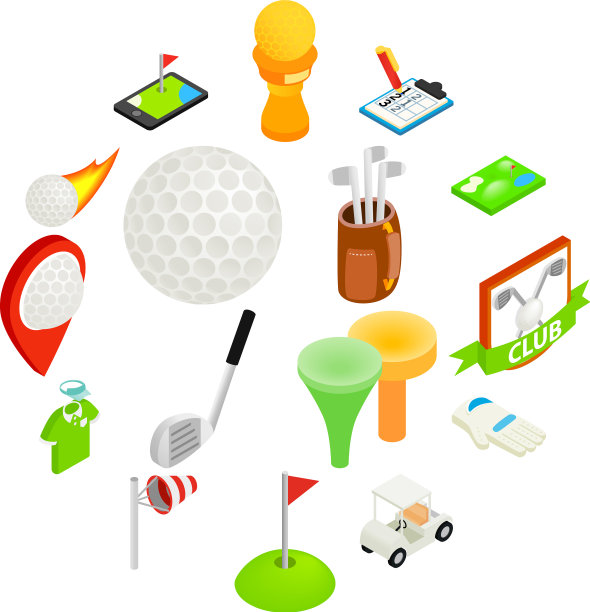 高尔夫等距3d图标集图片下载