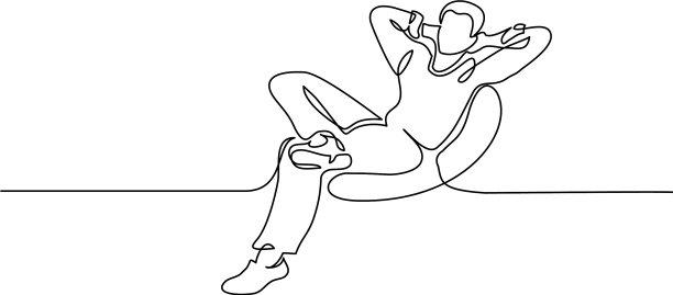 年轻人放松地坐在椅子上图片下载