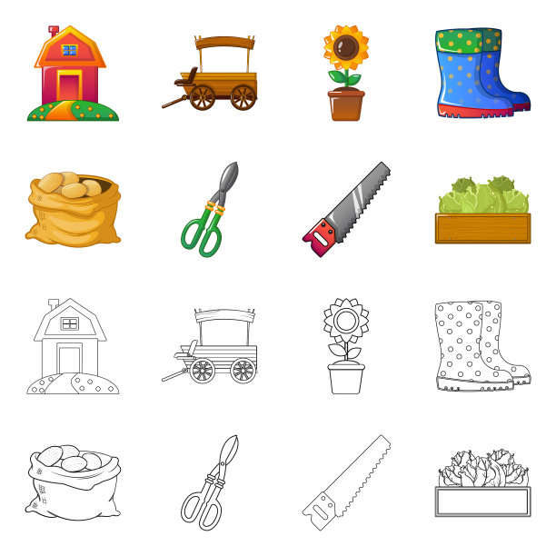 孤立对象的农场和农业标志设置图片下载