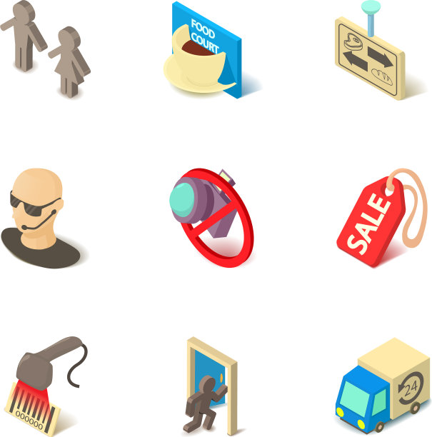 超市图标设置等距风格图片下载