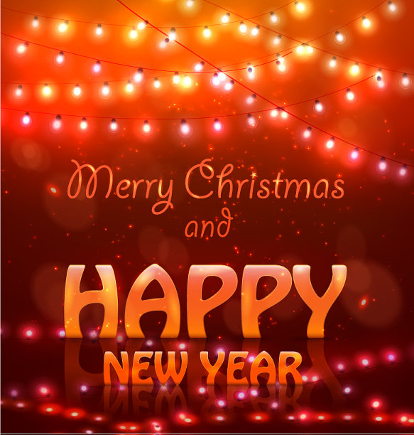 2018年新年快乐，色彩斑斓，圣诞光彩夺目图片下载