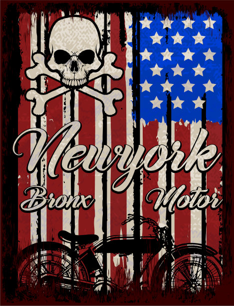 老式摩托车手绘t形图形设计图片下载