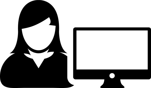 用户图标女性与电脑显示器图片下载