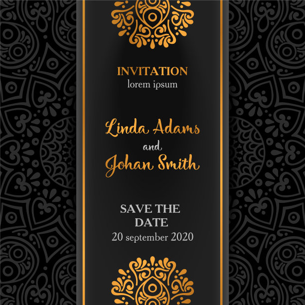 奢华的曼荼罗婚礼邀请图片下载