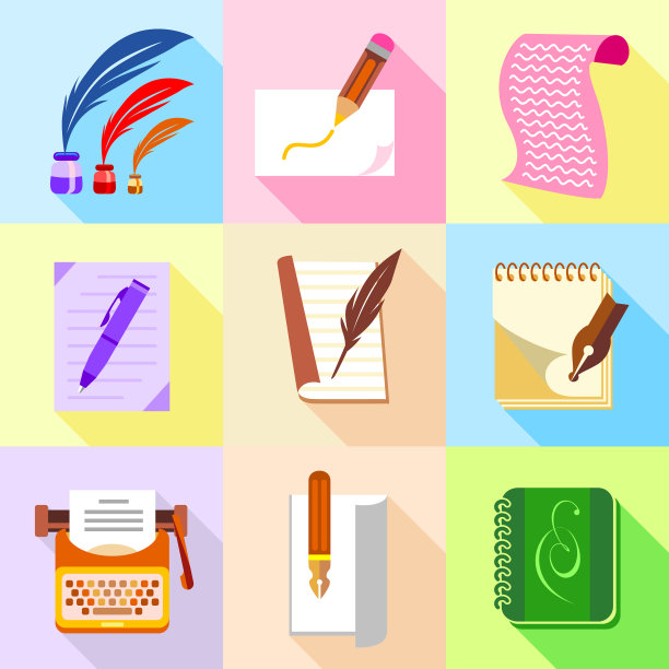 素材为作家图标设置卡通风格图片下载