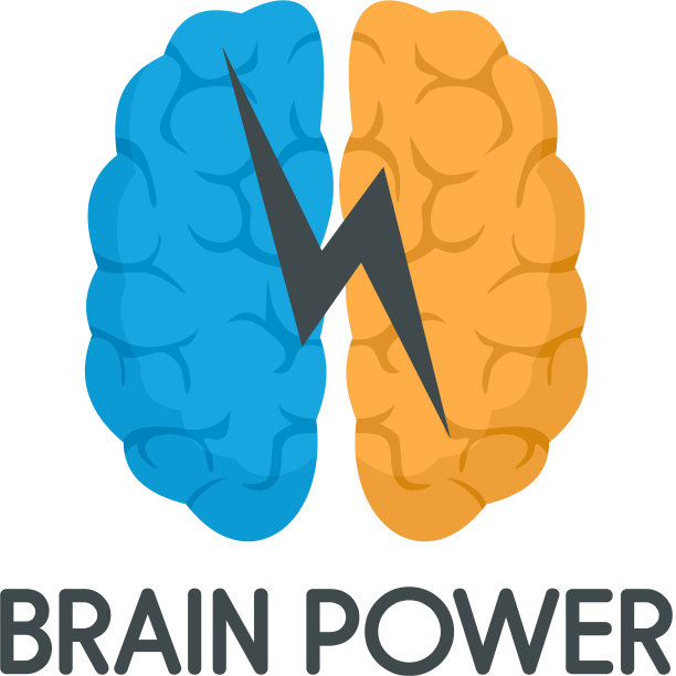 光脑力标志平直风格图片下载