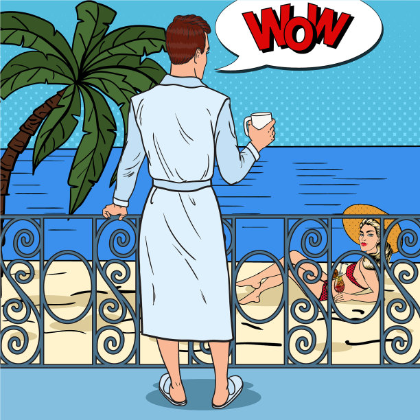 在阳台上喝咖啡的男人图片下载