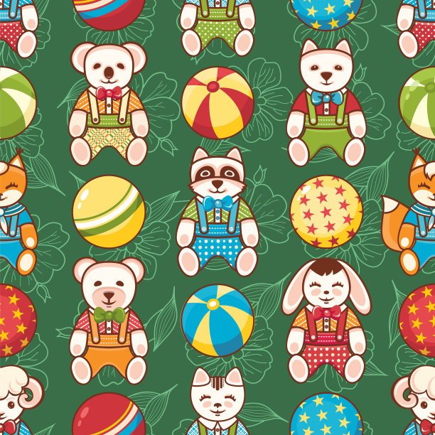 儿童玩具无缝图案设计元素图片下载