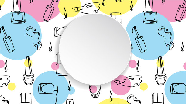 指甲横幅与涂鸦美甲图案的手图片下载