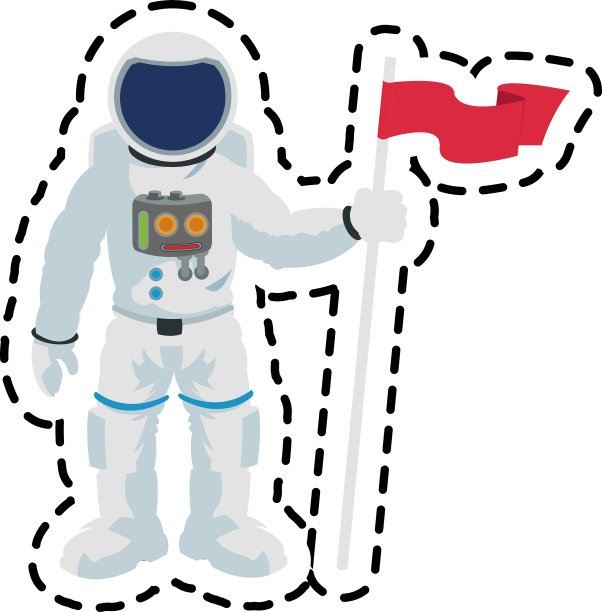 孤立宇航员卡通设计图片下载