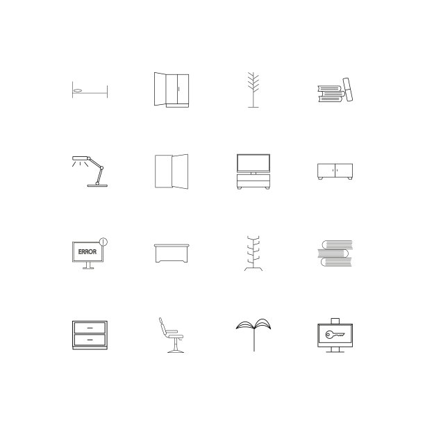 家具简单的线性图标设置概述图标图片下载