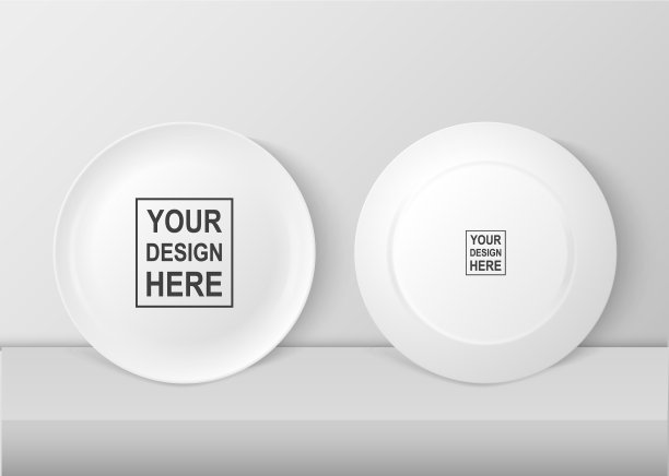 逼真的白色食物盘子图标集图片下载