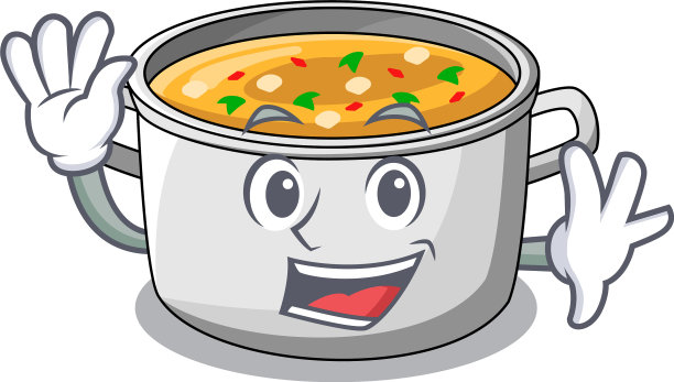 晚餐挥动卡通鸡汤锅图片下载