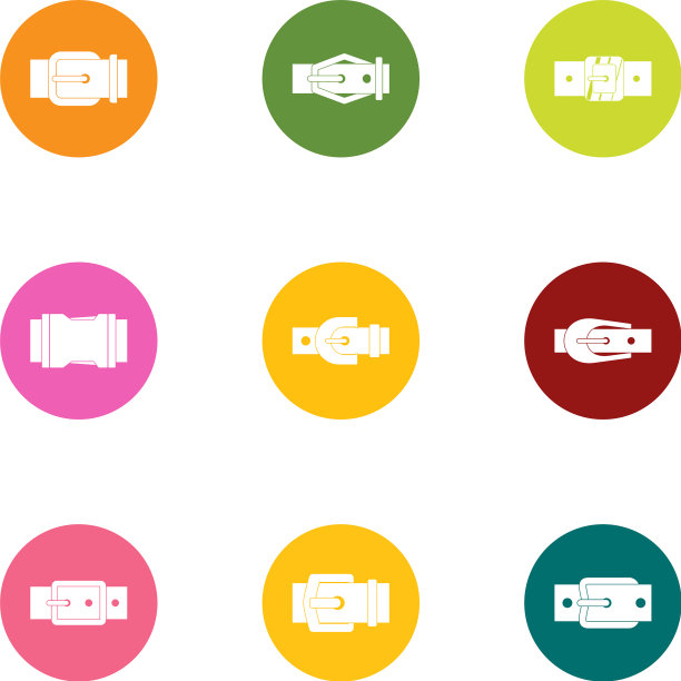 金属扣图标设置平风格图片下载