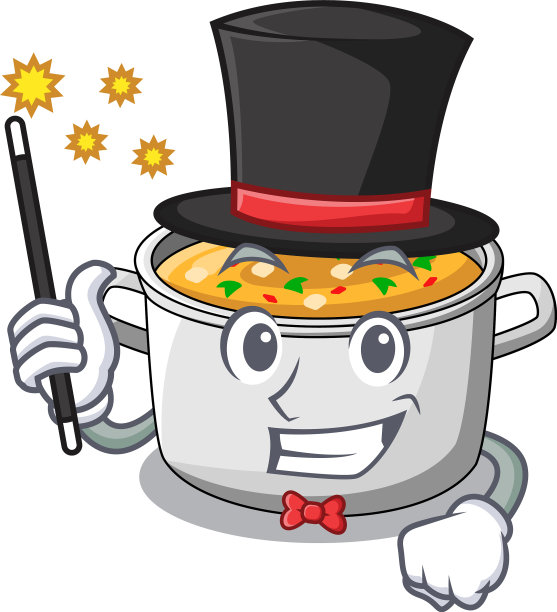魔术师卡通自制的锅里炖汤图片下载