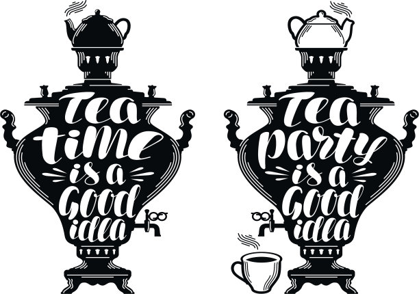 茶壶热饮料标签茶炊俄罗斯图片下载
