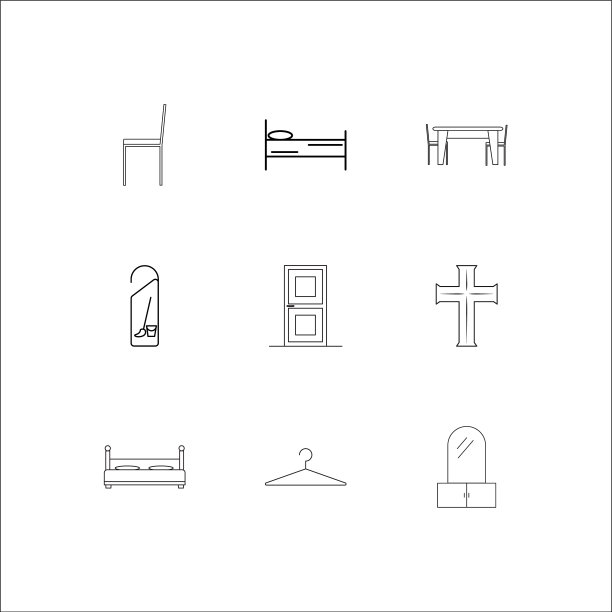 家具轮廓图标集图片下载