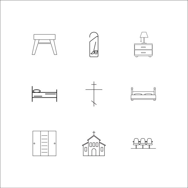 家具轮廓图标集图片下载