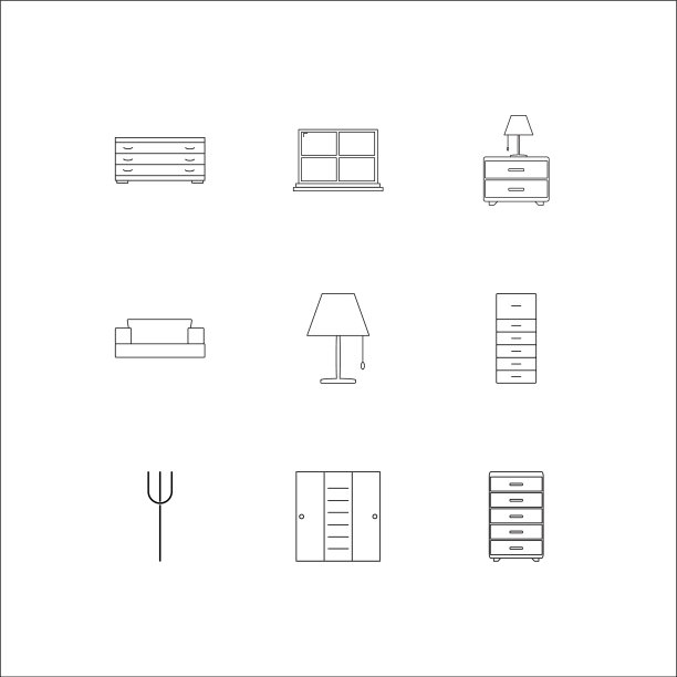 家具轮廓图标集图片下载