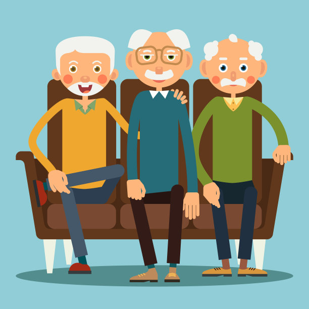 三个坐着的老人图片下载