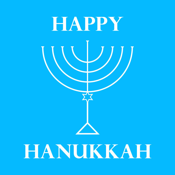 光明节烛台在浅蓝色的背景上图片下载