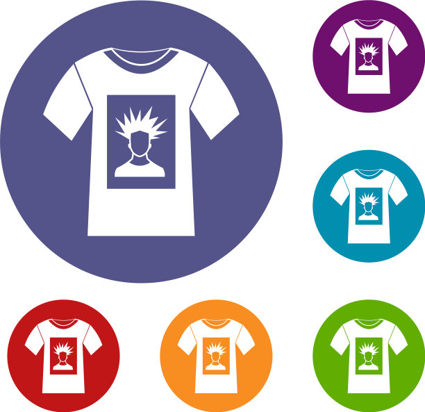 白色衬衫与印刷的男人肖像图标集图片下载