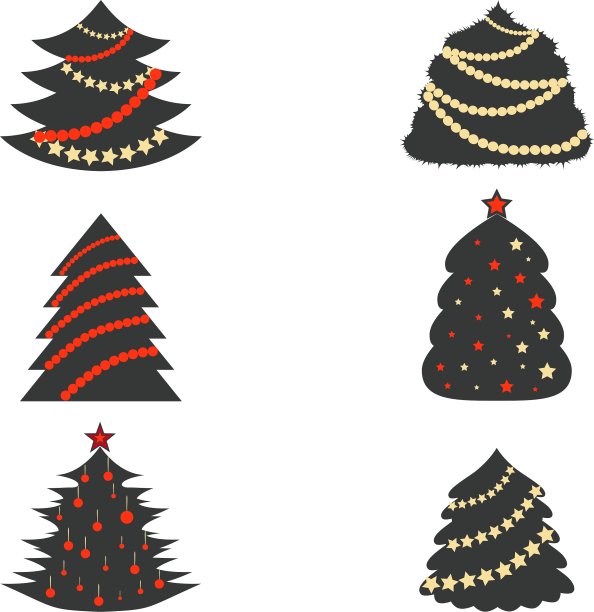 带彩色花环的圣诞树图片下载