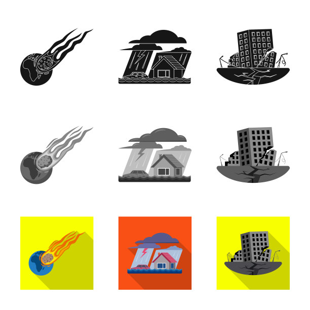 孤立对象自然灾害标志集图片下载
