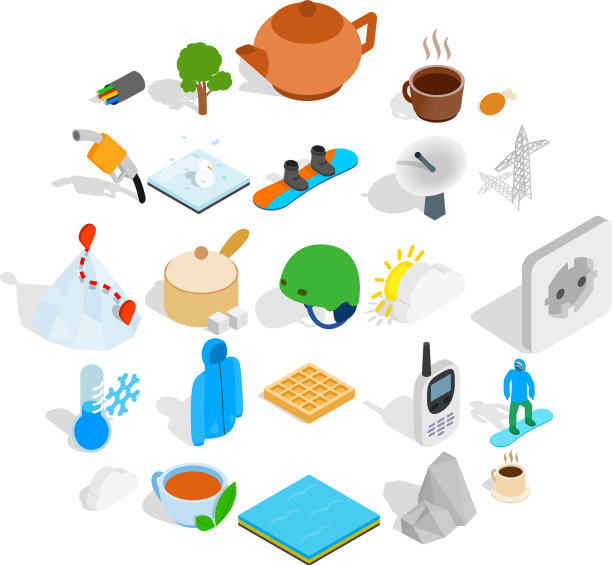 秋季图标设置等距风格图片下载