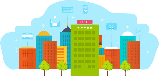 建筑与周围环境是现代化的酒店图片下载