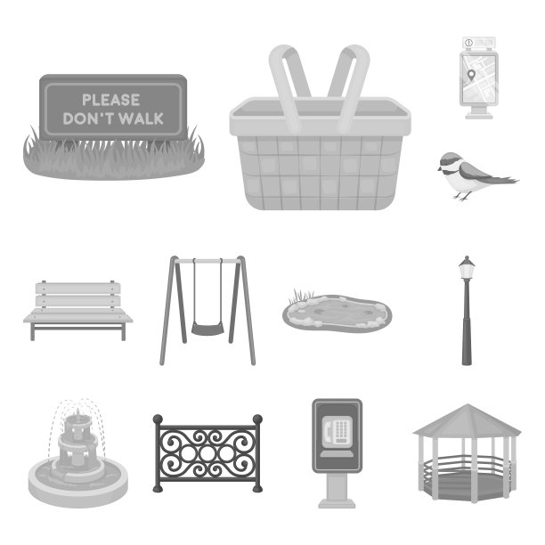 公园设备单色图标集合图片下载